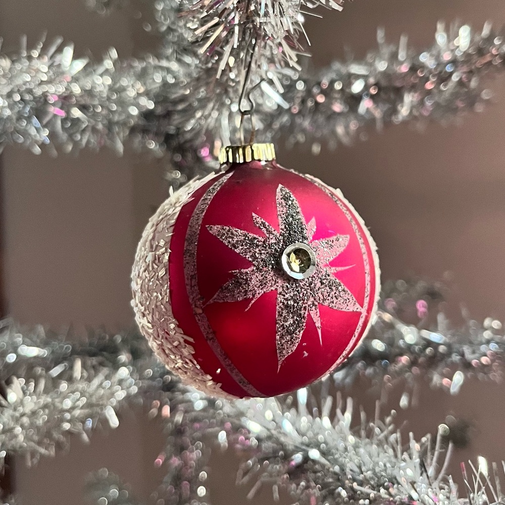 Vintage Glass Ornament Glass Glitter West Germany